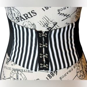 Corset waist belt - black and white stripes